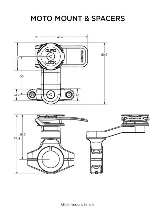 Quad Lock Motorcycle Handlebar Mount - Držák mobilního telefonu na motorku