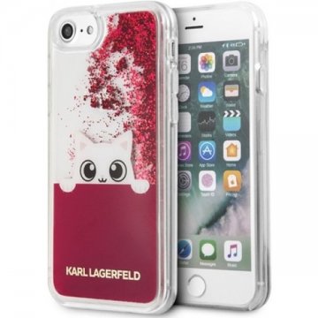 Karl Lagerfeld Peek a Boo TPU Glitter pouzdro iPhone 7/8/SE2020 červené