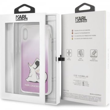 Karl Lagerfeld Fun Choupette Glasses Hard Case iPhone X růžové