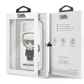Karl Lagerfeld Iridescente Glitter Liquid iPhone X/XS čiré