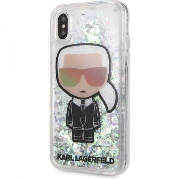 Karl Lagerfeld Iridescente Glitter Liquid iPhone X/XS čiré