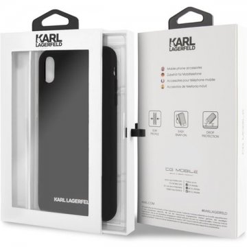 Karl Lagerfeld Silver Logo Silicone Case iPhone XR černé