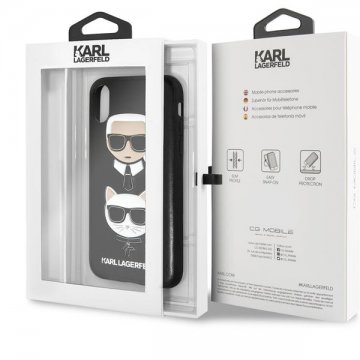 Karl Lagerfeld Karl and Choupette ochranný kryt pro iPhone X / XS - černý