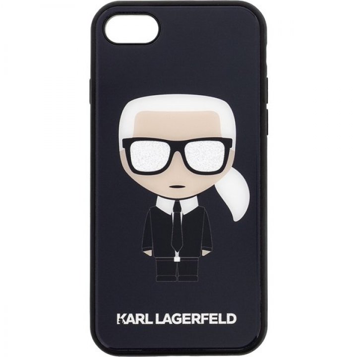 Karl Lagerfeld Iconic Full Body Glitter pouzdro iPhone 7/8/SE2020 černé
