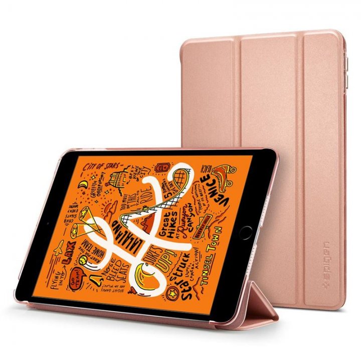 Spigen Smart Fold Case, ochranný kryt pro iPad mini 5 (2019) / iPad mini 4 (2015), růžový