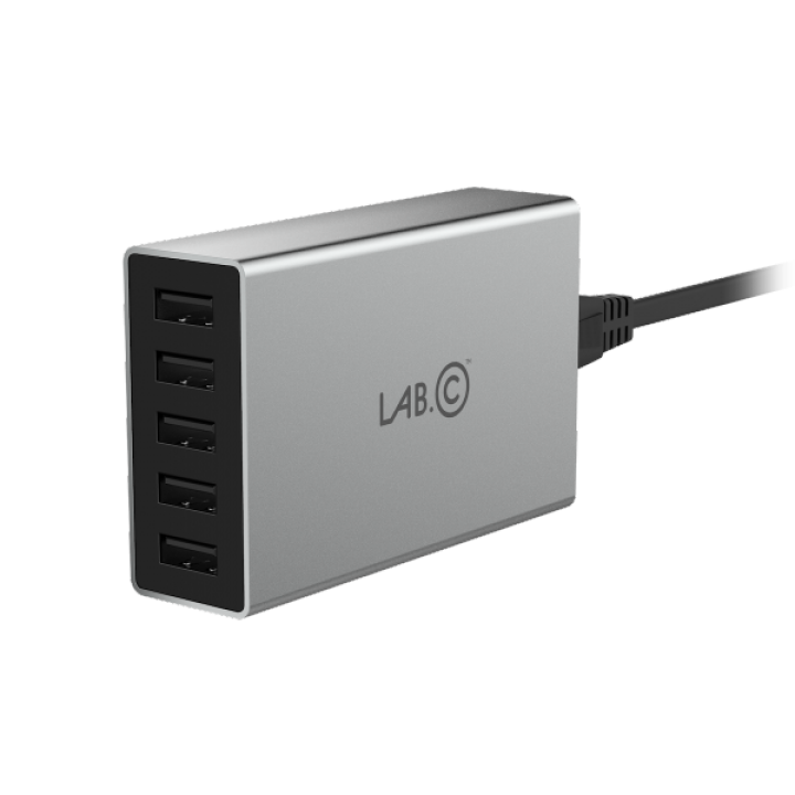 LAB.C X5 5Port USB Hub - nabíječka - 5 portů, nabíječka, šedá
