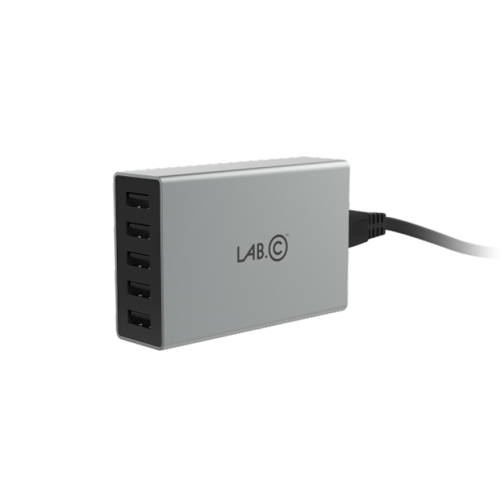 LAB.C X5 5Port USB Hub - nabíječka - 5 portů, nabíječka, šedá