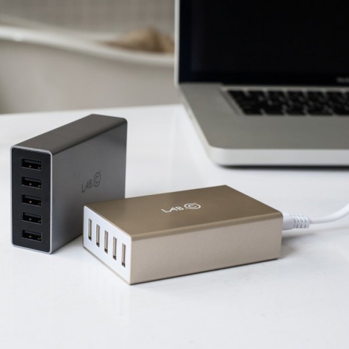 LAB.C X5 5Port USB Hub - nabíječka - 5 portů, nabíječka, šedá