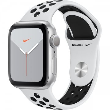 Apple Watch Nike 44mm stříbrný hliník s platinovým/černým Nike sportovním řemínkem (2019)
