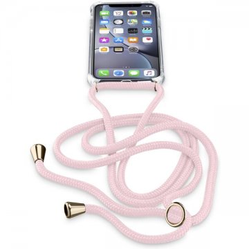 Cellularline Neck-Case - obal se šňůrkou na krk - iPhone XR růžový