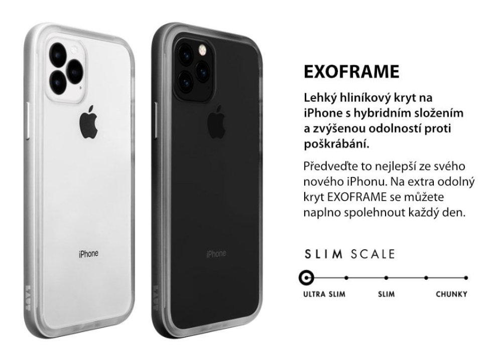 LAUT Exoframe – ochranný kryt pro iPhone 11 - stříbrný