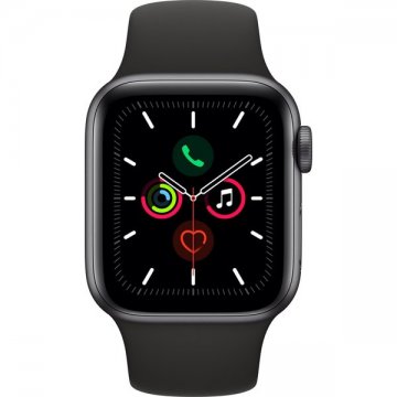 Apple Watch Series 5 44mm šedý hliník s černým sportovním řemínkem