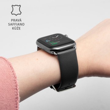 LAUT Prestige – saffiánový řemínek na Apple Watch 42 / 44 / 45 / 49 mm, černý