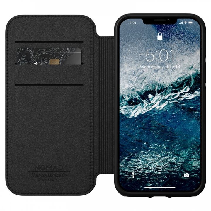 Nomad Rugged Folio, flipový kryt pro iPhone 12 / 12 Pro - černý