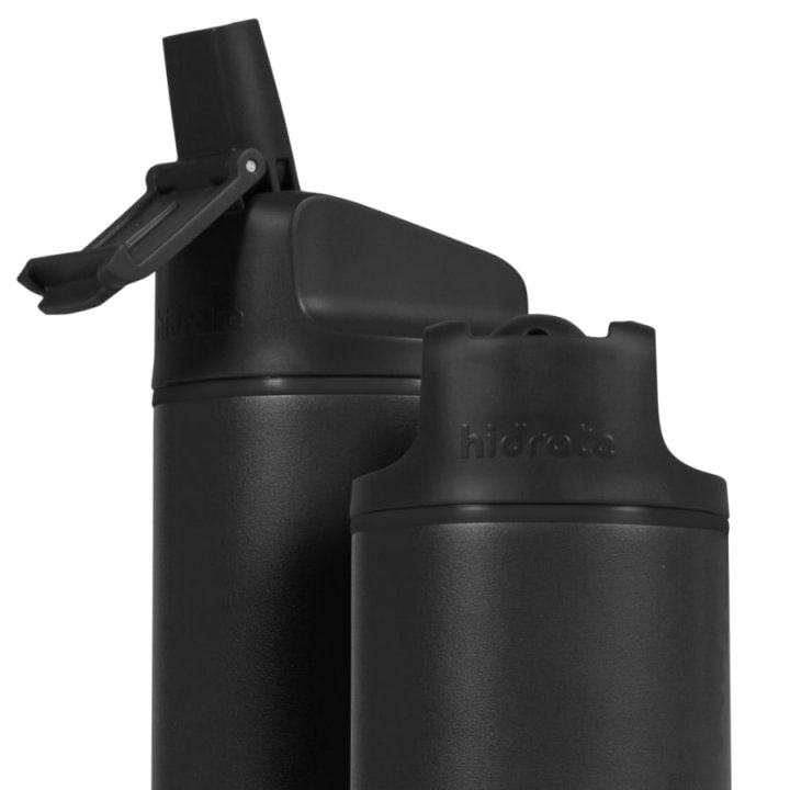 HidrateSpark – nerezová chytrá lahev s brčkem, 620 ml, Bluetooth tracker, černá