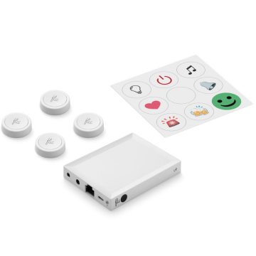Flic 2 Starter Kit – 4x chytré Bluetooth tlačítko, Hub LR, síťový adaptér, nálepky