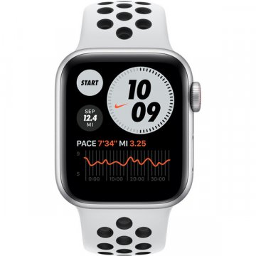 Apple Watch Nike SE Cellular 40mm stříbrný hliník s platinovým/černým sportovním řemínkem