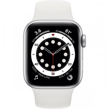 Apple Watch Series 6 Cellular 40mm stříbrný hliník s bílým sportovním řemínkem