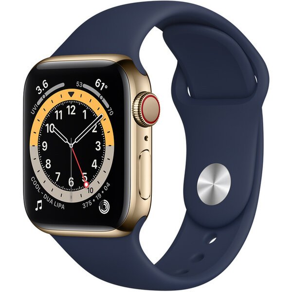 Apple Watch Series 6 Cellular 40mm zlatá ocel s námořnicky tmavomodrým sportovním řemínkem