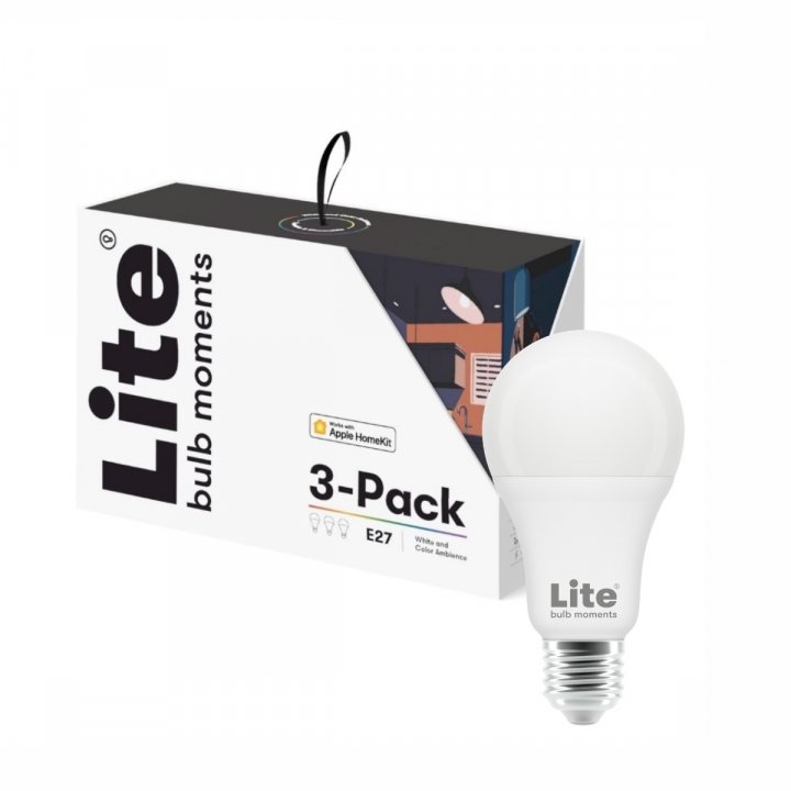 Lite bulb Moments chytrá žárovka, E27, 9W, RGB 2700-6500K, HomeKit, 3 kusy
