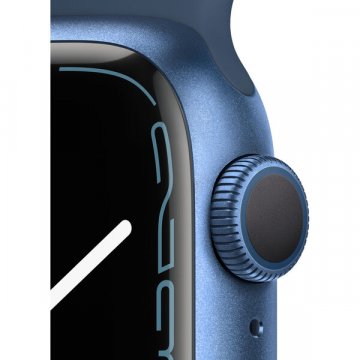 Apple Watch Series 7 GPS 41mm modrý hliník s modrým sportovním řemínkem