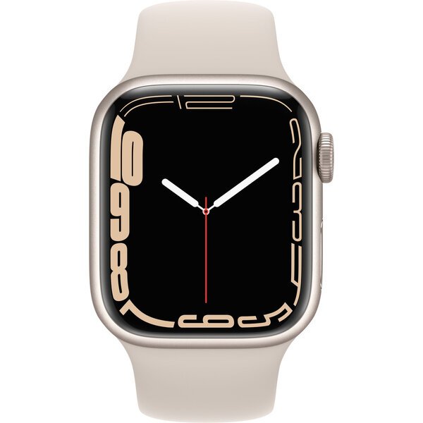 Apple Watch Series 7 Cellular 41mm bílý hliník s bíým sportovním řemínkem