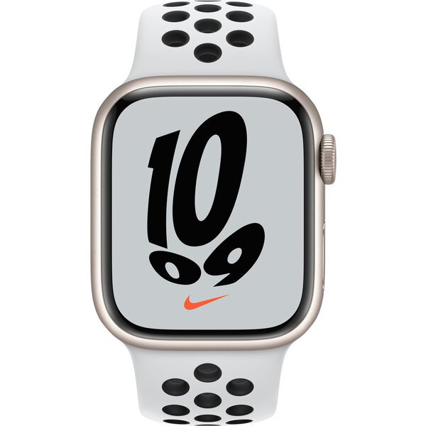Apple Watch Series 7 GPS 41mm Nike bílý hliník s platinovým/černým sportovním řemínkem