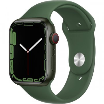 Apple Watch Series 7 Cellular 45mm zelený hliník se zeleným sportovním řemínkem