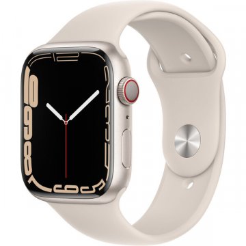 Apple Watch Series 7 Cellular 45mm Nike bílý hliník s platinovým/černým sportovním řemínkem