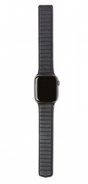 Decoded Leat Mag Trac Strap, kožený řemínek pro Apple Watch 41 / 40 / 38mm, černý