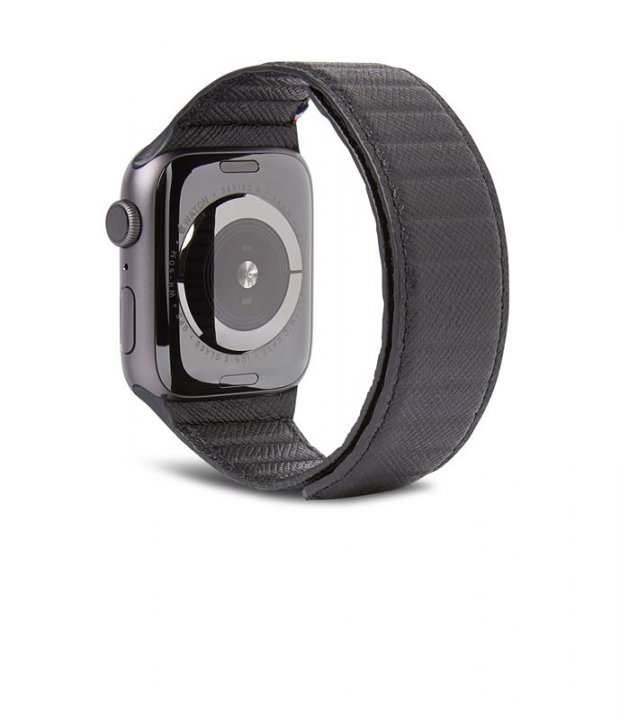 Decoded Leat Mag Trac Strap, kožený řemínek pro Apple Watch 49 / 45 / 44 / 42 mm,  černý