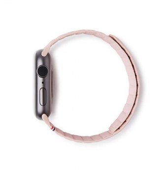 Decoded Leat Mag Trac Strap, kožený řemínek pro Apple Watch 41 / 40 / 38 mm - růžový