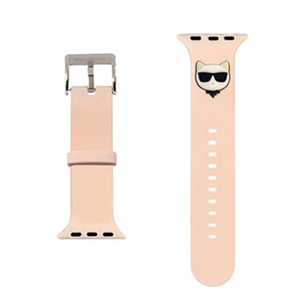 Karl Lagerfeld Choupette Head - řemínek pro Apple Watch 42 / 44/ 45 / 49mm - růžový