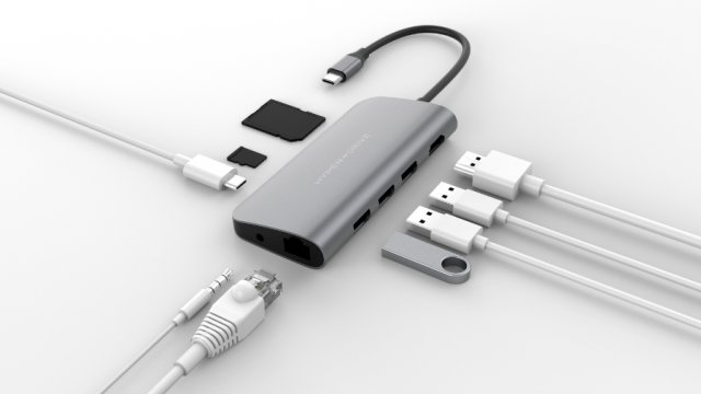 HyperDrive POWER 9 v 1 USB-C Hub – Stříbrný