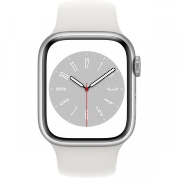 Apple Watch Series 8 GPS 41mm stříbrný hliník s bílým sportovním řemínkem