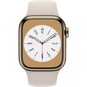 Apple Watch Series 8 Cellular 45mm zlatá ocel se zlatým sportovním řemínkem