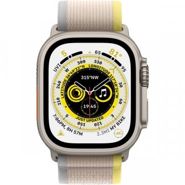 Apple Watch Ultra 49mm titanová se žlutým trailovým tahem M/L