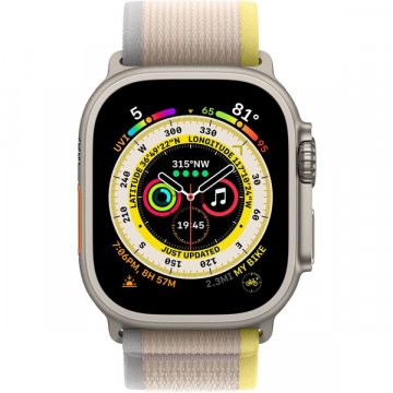 Apple Watch Ultra 49mm titanová se žlutým trailovým tahem M/L