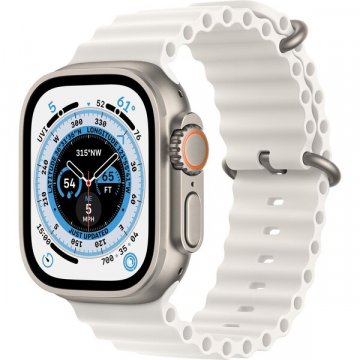 Apple Watch Ultra 49mm titanová s bílým oceánským řemínkem