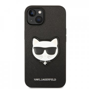 Karl Lagerfeld PU Saffiano Choupette Head ochranný kryt pro iPhone 14 - černý