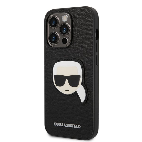 Karl Lagerfeld PU Saffiano Karl Head ochranný kryt pro iPhone 14 Pro - černý