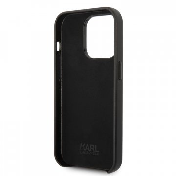 Karl Lagerfeld PU kožený kryt Perforated Logo iPhone 14 Pro - černý