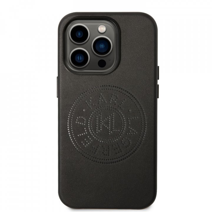 Karl Lagerfeld PU kožený kryt Perforated Logo iPhone 14 Pro Max - černý