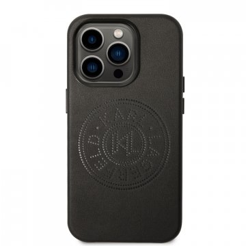 Karl Lagerfeld PU kožený kryt Perforated Logo iPhone 14 Pro Max - černý
