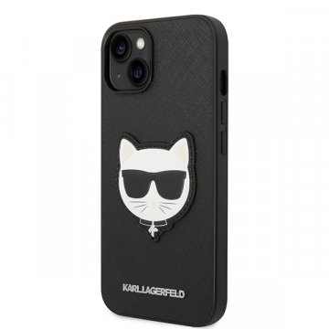 Karl Lagerfeld PU Saffiano Choupette Head ochranný kryt pro iPhone 14 Plus - černý