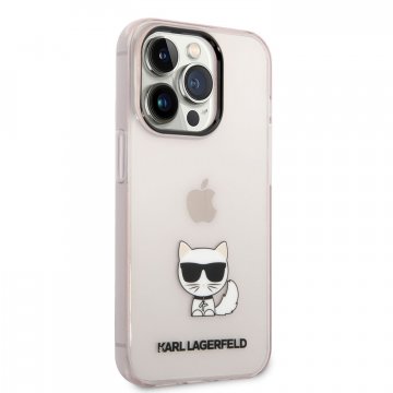 Karl Lagerfeld Choupette Logo ochranný kryt pro iPhone 14 Pro - růžový