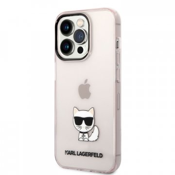 Karl Lagerfeld Choupette Logo ochranný kryt pro iPhone 14 Pro - růžový