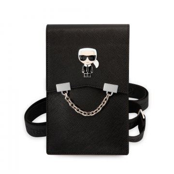 Karl Lagerfeld Saffiano Metal Ikonik Wallet Phone - taška na mobilní telefon