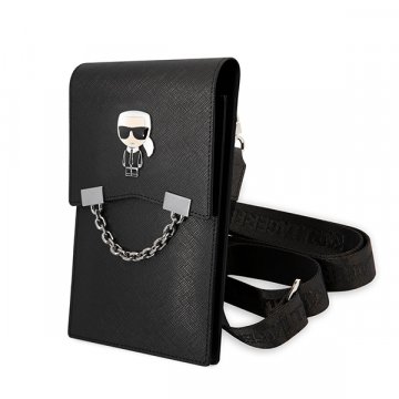 Karl Lagerfeld Saffiano Metal Ikonik Wallet Phone - taška na mobilní telefon