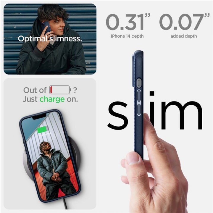 Spigen Mag Armor - ochranný kryt s MagSage pro iPhone 14, modrý